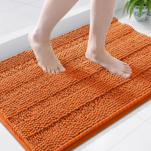 Miniatura 125 de Grandaily Alfombras de baño de felpilla a rayas de 24 x 16 pulgadas, extra gruesas y suaves, absorbentes, parte trasera de goma, alfombra de ducha