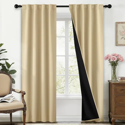 Miniatura 217 de Yakamok Cortinas negras, cortinas de ventana con aislamiento térmico y eficiencia energética para dormitorio, cortinas opacas completas y cortinas