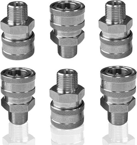 Miniatura 7 de Essential Washer Acero inoxidable de 1.2 in de conexión rápida macho NPT Arandela a presión Conexiones de conexión rápida 5000 PSI Juego de 2