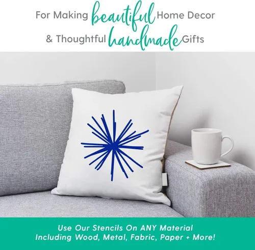Miniatura 5 de Plantillas Starburst (3 diseños), plantillas grandes de copos de nieve nórdicos para pintar pisos, paredes, azulejos, muebles, tela, madera, cada