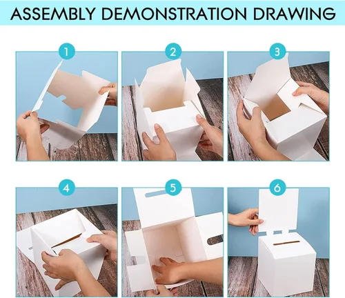Miniatura 3 de Paquete de 24 urnas para rifas con ranura, caja de boletos de cartón con ranura, 6 x 6 x 6 pulgadas blanco (24pcs-White)