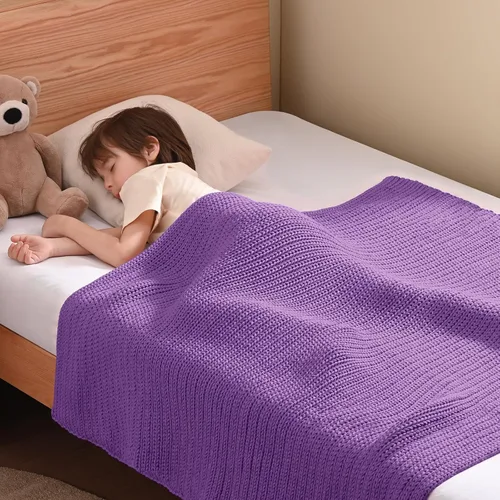Miniatura 38 de Guohaoi Almohadilla de regazo con peso de punto (beige 20 x 30 pulgadas, 2 libras) sin cuentas, manta con peso refrescante para niños para siesta