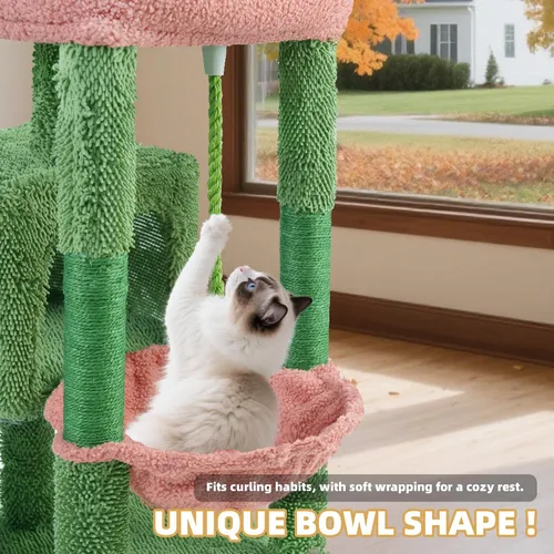 Miniatura 5 de TWDEPART Torre de árbol para gatos todo en uno de 37.5 pulgadas con tabla de rascar y postes, acogedora hamaca para dormir y pelotas de juguete
