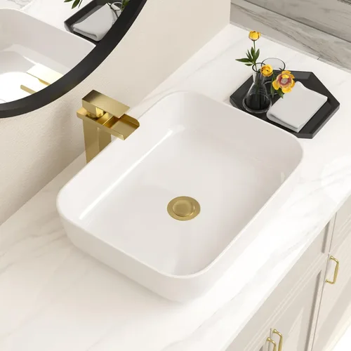 Miniatura 11 de Fregadero de esquina de baño pequeño de 18 x 10 pulgadas, fregadero rectangular blanco moderno para colgar en la pared Montaje en pared blanco