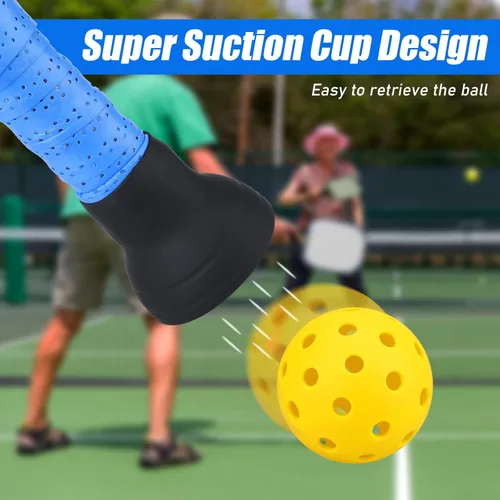 Miniatura 3 de TOBWOLF 2 piezas de recolector de pelotas de pickleball, recogedor superior de pickleball de silicona, succión universal para pala de pickleball