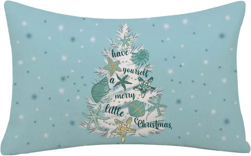 Miniatura 7 de GAGEC Fundas de almohada de Navidad de 18x18 pulgadas con diseño de estrella de mar, fundas de almohada decorativas de estilo granja, fundas de 18.0