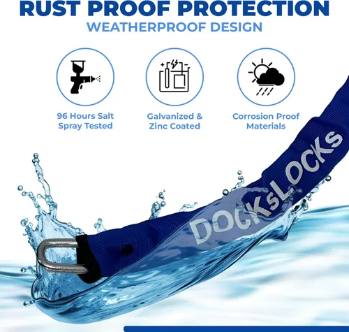 Miniatura 6 de DocksLocks Cadena de seguridad resistente de 0.315 pulgadas (3 pies, 6 pies o 10 pies) - Acero al carbono de aleación de cromo endurecido resistente