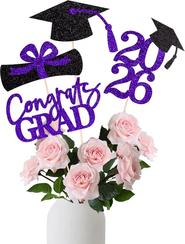 Miniatura 17 de 16 piezas de decoración de graduación para la clase de 2026, centros de mesa de felicitaciones de graduación 2026, decoración de mesa 2026, Azul