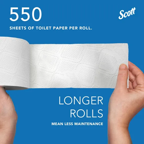 Miniatura 7 de Kimberly-Clark Scott Papel higiénico, rollo estándar de dos capas, Blanco, 11000