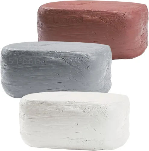 ReArt Arcilla de secado al aire de 15 libras con 3 colores blanco, gris y terracota 5 libras cada uno, ideal para principiantes y escultores 5LBx3P