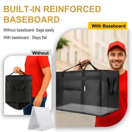 Miniatura 2 de Bodaon Bolsa aislante para entrega de alimentos con zócalo incluido, calentador térmico de alta resistencia XXXL para almuerzos fríos/calientes