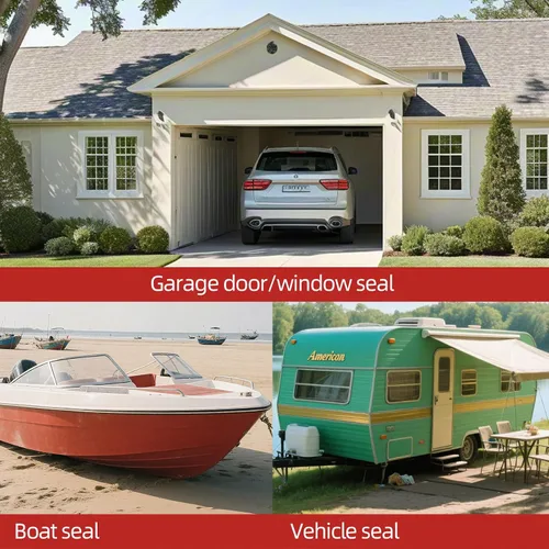 Miniatura 6 de Burlete de goma de espuma acanalada con cinta adhesiva de 32.8 pies, tira de sello de goma EPDM autoadhesiva para RV, barco, automóvil, camión