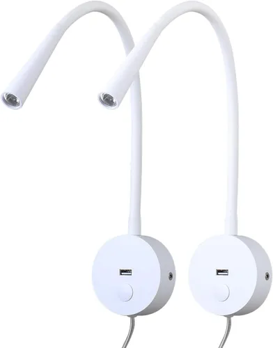 Miniatura 11 de Lámpara de lectura de pared, apliques de luz LED, 3 W, blanco cálido, 3000 K, enchufe para lectura de libros (2 unidades, cable de 3000 K)