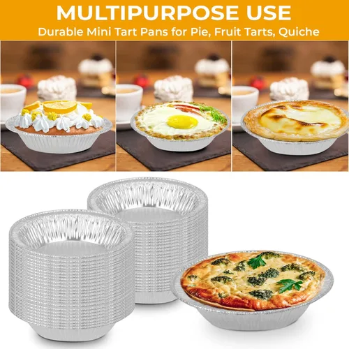 Miniatura 4 de Moldes desechables de papel de aluminio para hornear de 4-1/4 pulgadas, moldes para tartas, sartén pequeña, fabricados en Estados Unidos