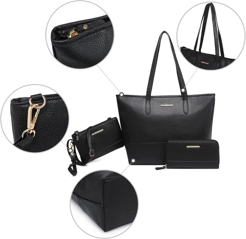 Miniatura 7 de 3 bolsos y bolsos de mano para mujer, bolso cruzado grande de piel sintética con asa superior, bolso de hombro con cartera