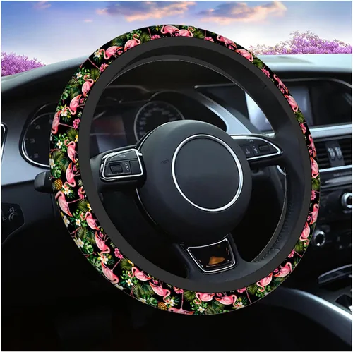 Miniatura 15 de Swono - Funda antideslizante para volante de conejito de Pascua, lindos conejos, mariposas, flores, rama a rayas, de neopreno, fundas para volante