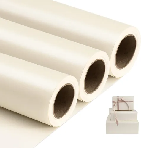 Miniatura 24 de NESCCI Papel de regalo mate, papel de brillo perlado de color sólido, 3 rollos, 17 pulgadas x 32.8 pies por rollo. Papel de regalo perfecto