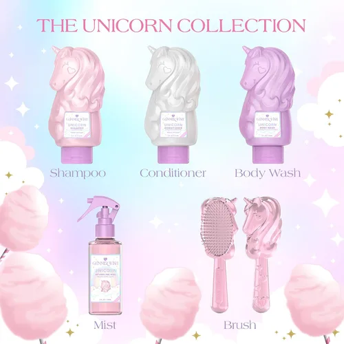 Miniatura 7 de Glimmer Wish Unicorn Kids Champú sin parabenos ni sulfatos para cabello suave y manejable, cuidado del cabello de los niños, aroma de algodón
