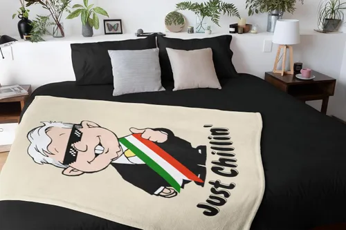 Miniatura 6 de MEXICANDOO AMLO - Manta de terciopelo con estampado de dibujos animados Amlito en un lado, manta ligera de felpa (Frazada de AMLO Cobija), tamaño 50