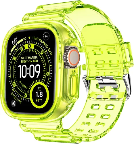 Miniatura 11 de DABAOZA - Correa compatible con Apple Watch de 49 mm, 46 mm, 45 mm, 44 mm, 42 mm, 41 mm, 40 mm, 38 mm, con protector, correa de TPU brillante