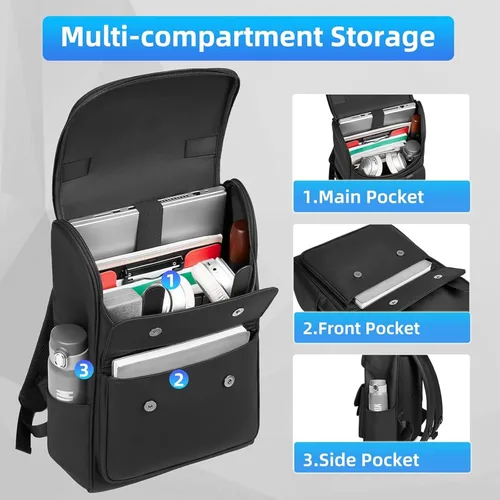 Miniatura 6 de Mochila vintage para laptop para hombres y mujeres, mochila de viaje de 15.6 pulgadas, mochilas impermeables de negocios y universidades, mochilas