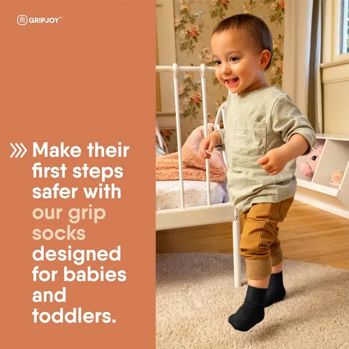 Miniatura 2 de Gripjoy Toddler Socks with Grippers, Non-Slip for Kids, Enhanced Stability, Comfortable Cotton - 4 Pairs
