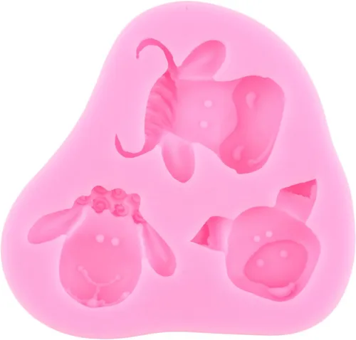Miniatura 8 de ZiXiang Molde de silicona de animales de granja, vaca, cerdo, cabeza de oveja, molde de silicona para valla de jardín, molde de fondant para Estilo D