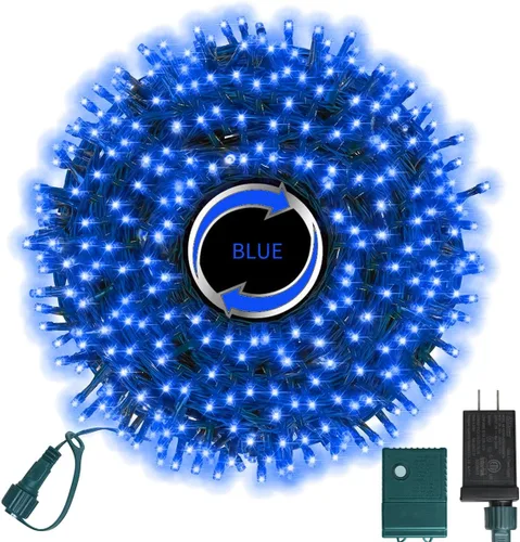 Miniatura 32 de LAMPHOME - Cadena de luces LED de 500 luces para exteriores, 46 pies, con 16 modos, luces impermeables verdes, rojas y rojas-verdes agrupadas