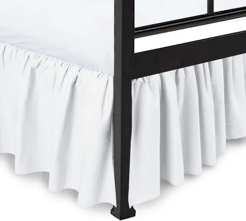 Miniatura 5 de Falda de cama con volantes en las esquinas divididas con plataforma de cobertura de tres caras, tamaño individual, borgoña, 12 pulgadas de caída