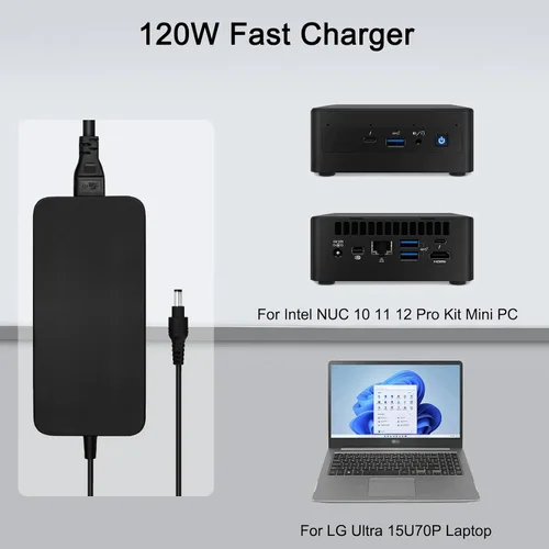 Miniatura 6 de Cargador de 120 W 6.32 A compatible con Intel Nuc 10 11 12 13 14 Pro Kit Mini PC LG 17U70N 15U70P FSP120-ABBN2 A15-120P1A ADP-120RH B ADP-120ZB B