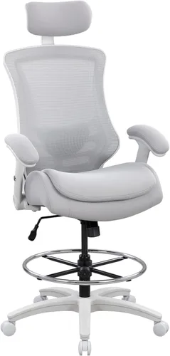 Miniatura 9 de BOLISS Silla de dibujo ergonómica de 400 libras, silla alta de malla para oficina, silla de escritorio de pie, reposabrazos ajustable en altura