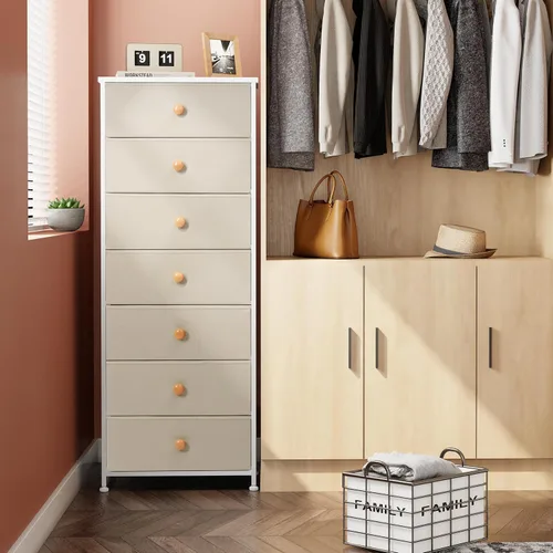 Miniatura 2 de Crestlive Products Cajonera alta, torre de almacenamiento de 7 cajones de tela, cómodas - Unidad organizadora vertical para dormitorio, pasillo