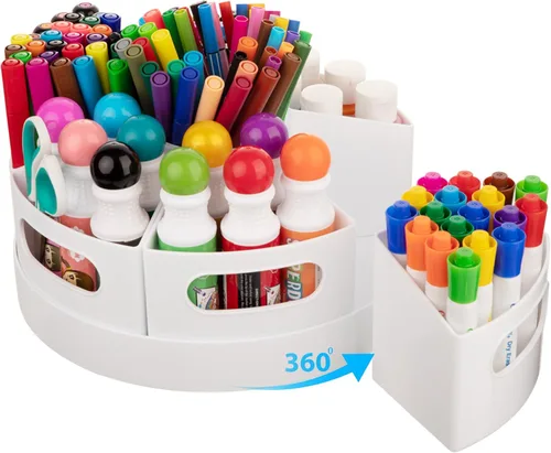 Miniatura 10 de CraftGenes Organizador de Suministros de Arte, Portálápices Extra Grande de 360° con 7 Compartimentos Removibles para Niños, Organizador