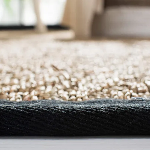 Miniatura 5 de SAFAVIEH Alfombra de Área 6x9 - Colección de Fibra Natural - Natural y Negro, Hierba Marina, Patrón de Tejido de Canasta con Borde (NF114C)