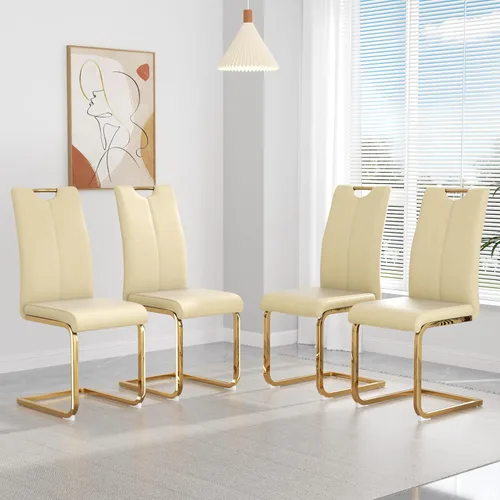 Miniatura 46 de yeag Juego de Sillas de Comedor Modernas de 2 Unidades, Sillas de Cocina y de Sala de Estar con Respaldo Alto, con Patas de Metal Cromado Dorado