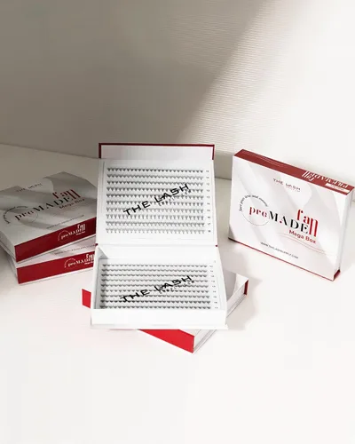 Miniatura 2 de THE LASH SUPPLY 450 abanicos, 10D Promade Fan Mega Box, rizo C/D, longitud de mezcla 0.394-0.709 in, 0.05 de grosor, rizo natural y duradero