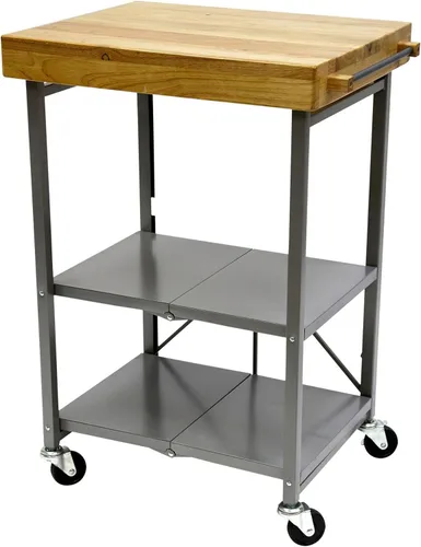 Miniatura 10 de Carrito de Cocina Plegable Origami sobre Ruedas, Carrito Rodante Plegable de 3 Niveles - Carrito al Aire Libre para Chefs para Vino y Comida