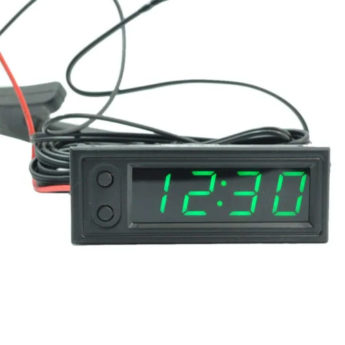 Miniatura 6 de Reloj de coche Termómetro Voltímetro Reloj de temperatura del coche - Reloj de coche 12V 3 en 1 Termómetros Voltímetro Medidor Reloj electrónico LED
