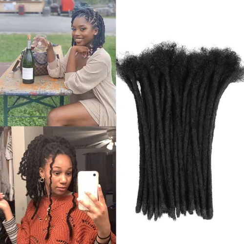 Miniatura 27 de Extensiones de cabello humano con 10 hebras de 6 pulgadas, 100 % hechas a mano, extensiones permanentes de rastas para mujeres y hombres, se pueden