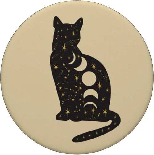 Miniatura 3 de PopSockets PopSockets intercambiables PopGrip con diseño de gato místico negro