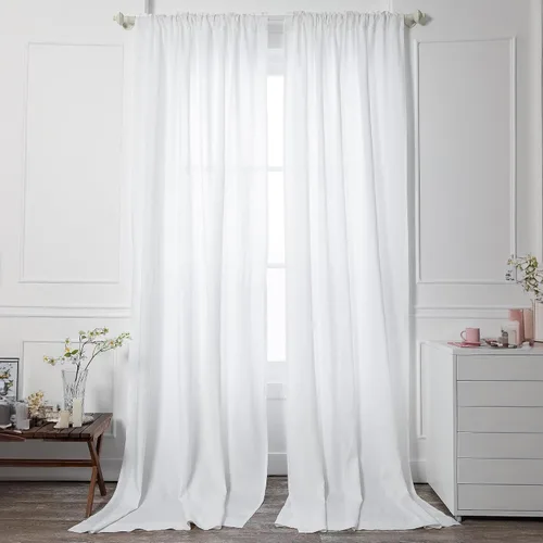 Miniatura 4 de D'Moksha Homes Cortina de lino europeo negro de 52 x 63 pulgadas, con bolsillo para cortinero, 1 panel, 1 panel, 100% lino puro, tratamiento
