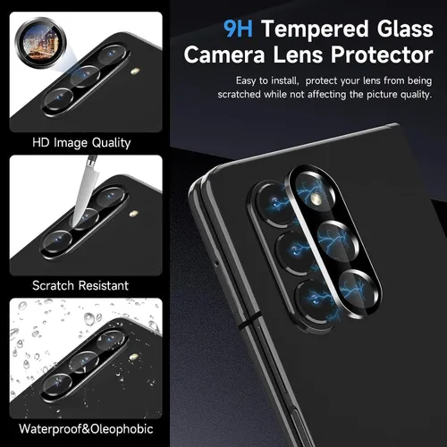 Miniatura 6 de 2 protectores de pantalla frontal de vidrio templado de privacidad compatibles con Samsung Galaxy Z Fold 5 + 2 protectores de lente de cámara