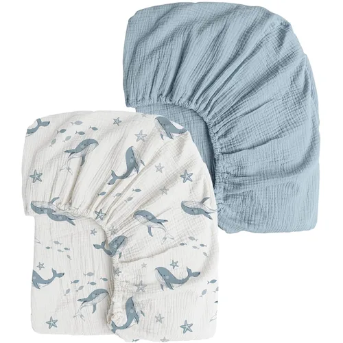 Miniatura 14 de Konssy Sábanas de Muselina para Cuna para Niña y Niño, 2 Piezas de Sábanas de Bebé de Algodón Suave y Transpirable para Colchón de Cuna Estándar