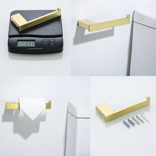 Miniatura 6 de RANDOM Juego de 4 toallas de baño de oro cepillado, incluye toallero de 18 pulgadas y 2 ganchos de toalla de acero inoxidable para decoración