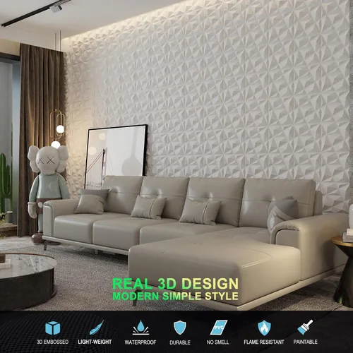 Miniatura 5 de MIX3D Paquete de 33 paneles de pared 3D, diseño moderno con textura de diamante para decoración de pared interior en sala de estar, dormitorio, sala