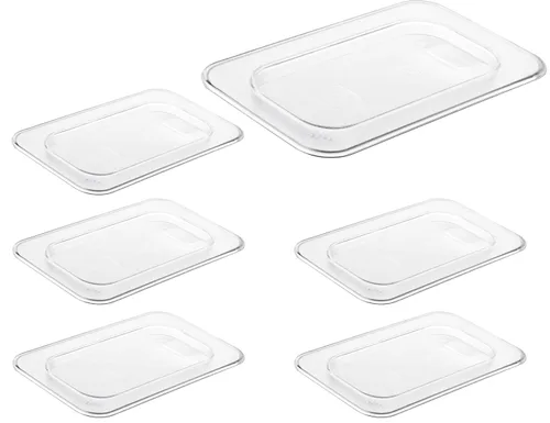 Miniatura 41 de CURTA Paquete de 6 bandejas de comida NSF, tamaño medio de 2 1/2 pulgadas de profundidad, plástico de policarbonato comercial transparente apto