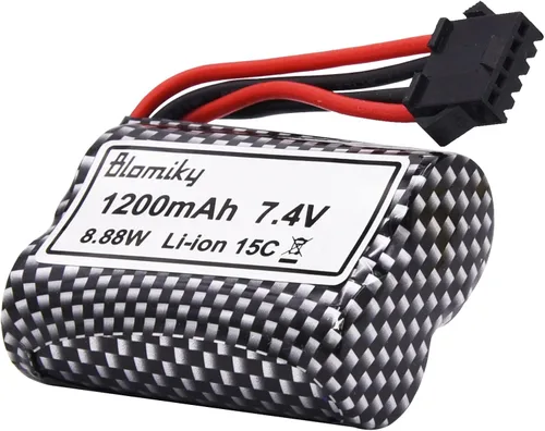 Miniatura 7 de Blomiky - Paquete de 2 baterías recargables de iones de litio de 7.4 V 1200 mAh con enchufe SM-5P y cable USB para alguna versión TX123 RC Boat
