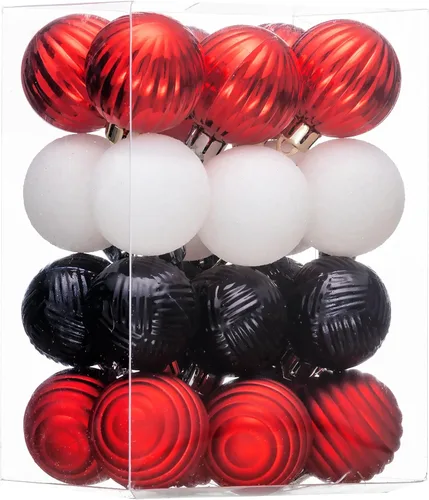 Miniatura 20 de Valery Madelyn 1.6" Adornos Pequeños de Navidad para Árbol, Juego de 24 Adornos Colgantes de Bola Negros Inastillables a Granel para Decoración