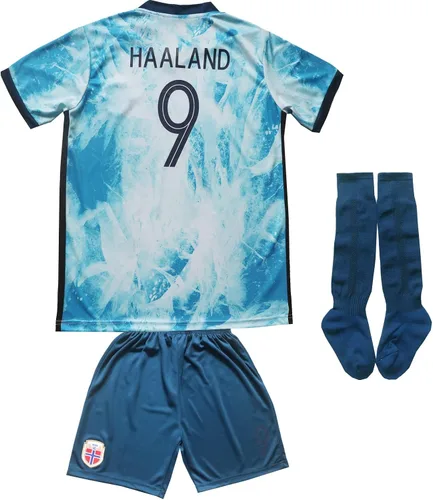 HOMEMI Ropa deportiva juvenil Noruega 9 Haaland Kids Away Soccer JerseyShorts Football Socks Set