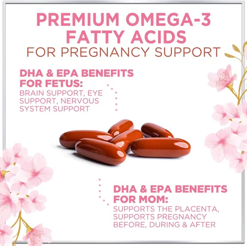 Miniatura 7 de Vitaminas prenatales para mujeres con ácido fólico + Omega 3 DHA para apoyo al desarrollo fetal - Suplemento vitamínico prenatal para mamá y bebé